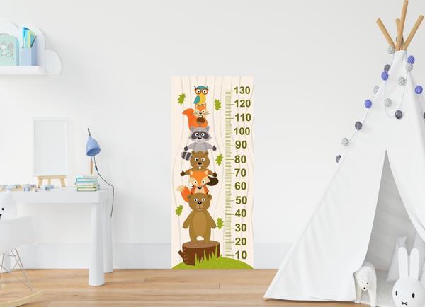 Çocuk Odası Bebek Odası Boy Ölçer Boy Cetveli Sticker Hayvanlar - Image 1