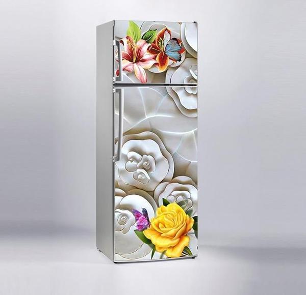 Buzdolabı Sticker Kaplama Dolap Kaplama Etiketi Gül ve Kelebekler - Image 1