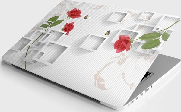 Laptop Sticker Notebook Pc Kaplama Etiketi Kare Çiçekler - Image 1