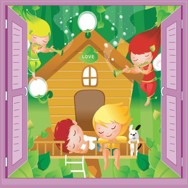 Çocuk Odası Bebek Odası Pencere Poster Duvar Kağıdı Ağaç Ev - Image 1