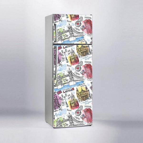 Buzdolabı Sticker Kaplama Dolap Kaplama Etiketi Londra - Image 1