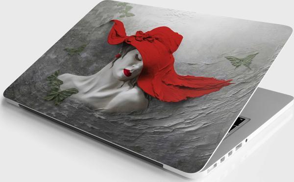 Laptop Sticker Notebook Pc Kaplama Etiketi Kırmızı Şapkalı Kadın - Image 1