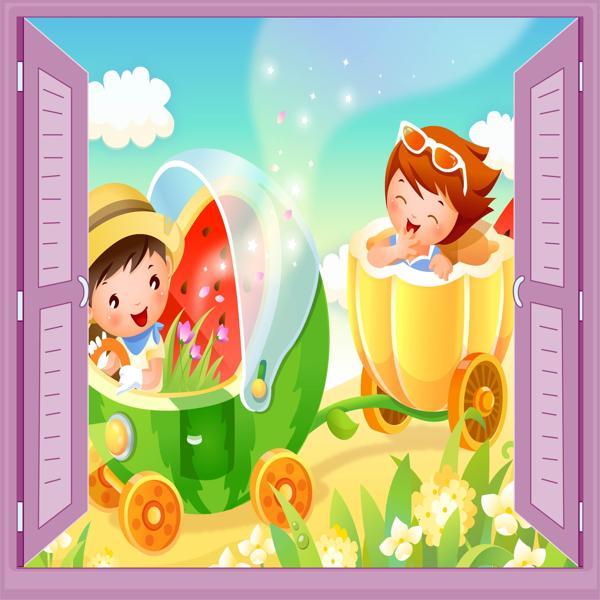 Çocuk Odası Bebek Odası Pencere Poster Duvar Kağıdı Bebek Arabası - Image 1