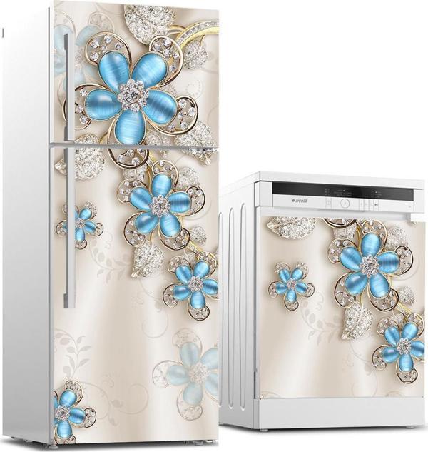 Buzdolabı ve Bulaşık Makinası Beyaz Eşya Sticker Kaplama 3D Çiçek - Image 1