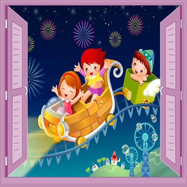Çocuk Odası Bebek Odası Pencere Poster Duvar Kağıdı Lunapark - Image 1