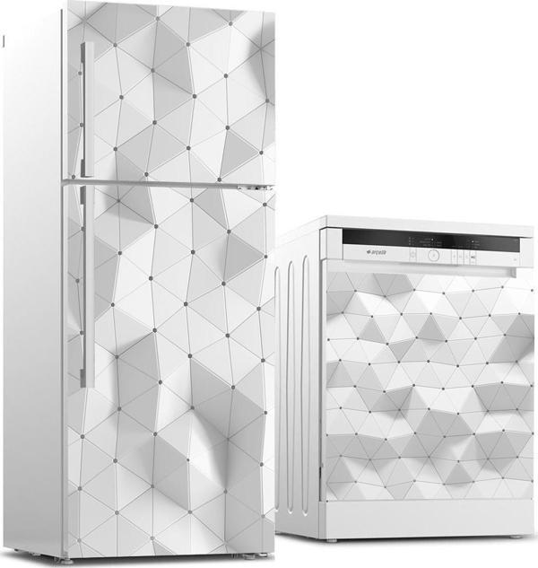 Buzdolabı ve Bulaşık Makinası Beyaz Eşya Sticker Kaplama 3D Geometrik - Image 1