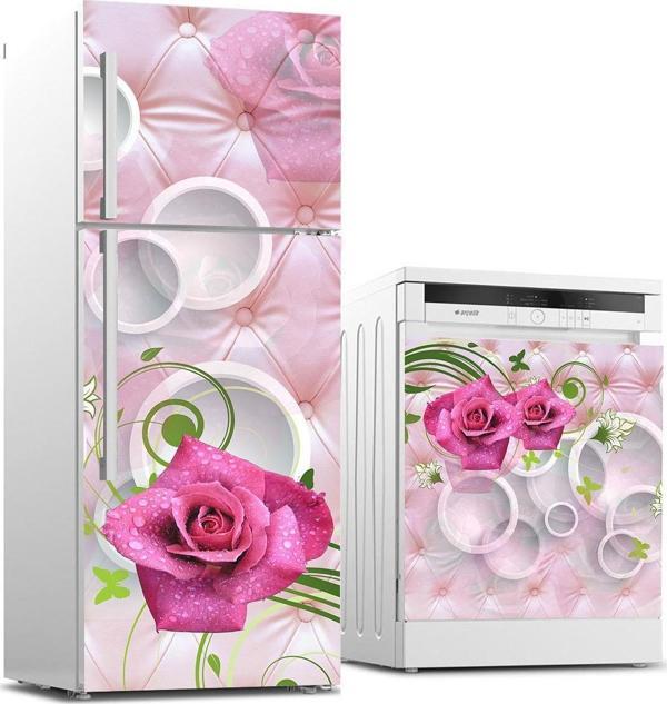 Buzdolabı ve Bulaşık Makinası Beyaz Eşya Sticker Kaplama 3D Gül Tanesi - Image 1