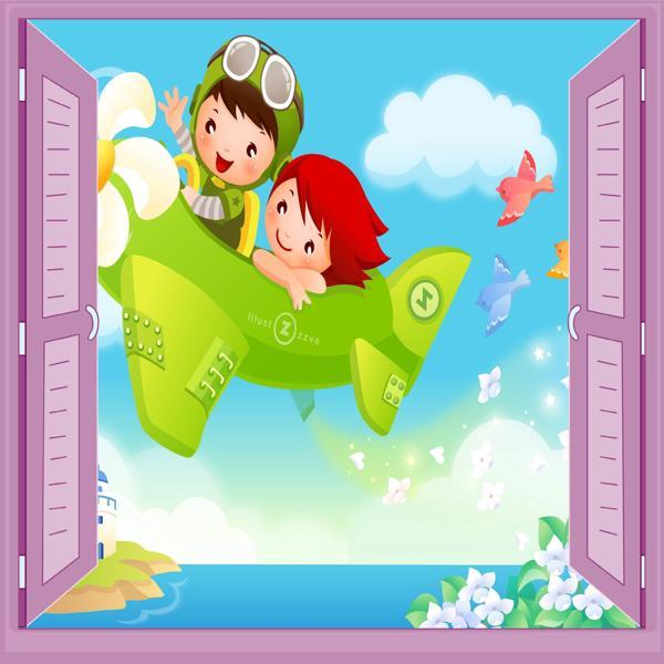 Çocuk Odası Bebek Odası Pencere Poster Duvar Kağıdı Pilot - Image 1
