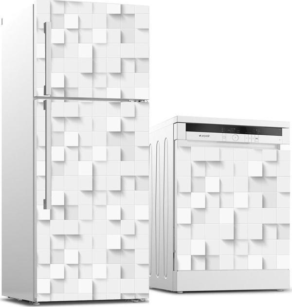 Buzdolabı ve Bulaşık Makinası Beyaz Eşya Sticker Kaplama 3D Küpler - Image 1