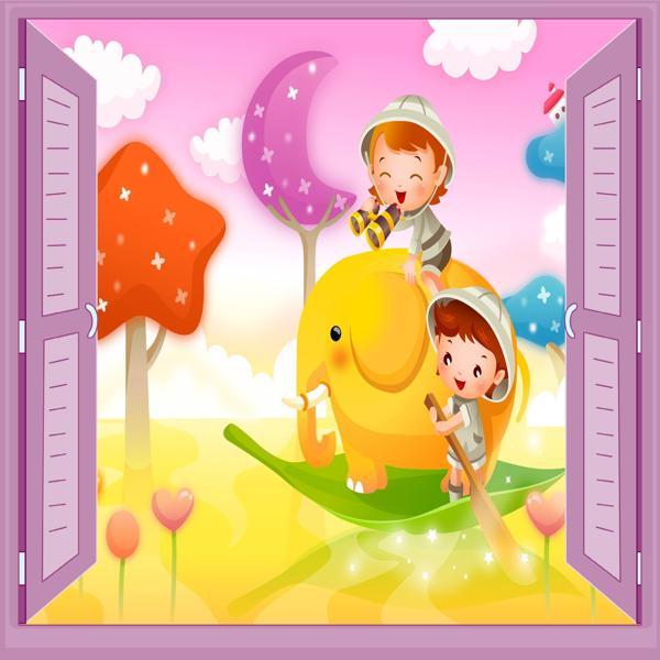 Çocuk Odası Bebek Odası Pencere Poster Duvar Kağıdı Safari - Image 1