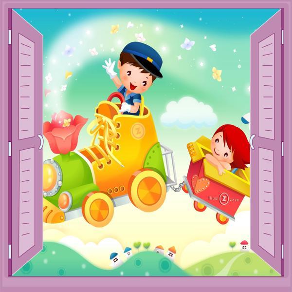 Çocuk Odası Bebek Odası Pencere Poster Duvar Kağıdı Tren - Image 1
