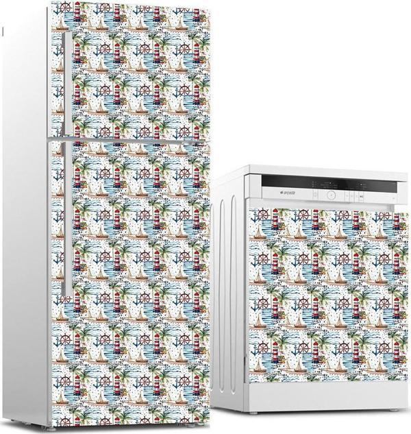 Buzdolabı ve Bulaşık Makinası Beyaz Eşya Sticker Kaplama Deniz Kule - Image 1