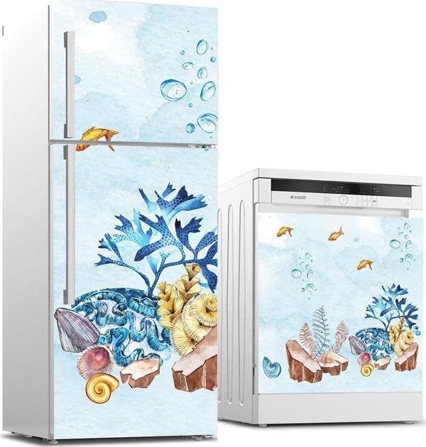 Buzdolabı ve Bulaşık Makinası Beyaz Eşya Sticker Kaplama Denizaltı Yosun - Image 1
