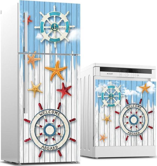Buzdolabı ve Bulaşık Makinası Beyaz Eşya Sticker Kaplama Denizci Dümen - Image 1