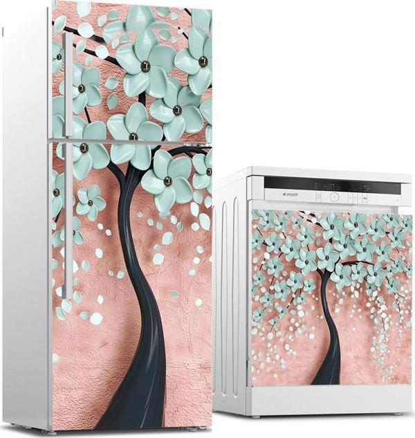 Buzdolabı ve Bulaşık Makinası Beyaz Eşya Sticker Kaplama Dökülen Çiçekler - Image 1