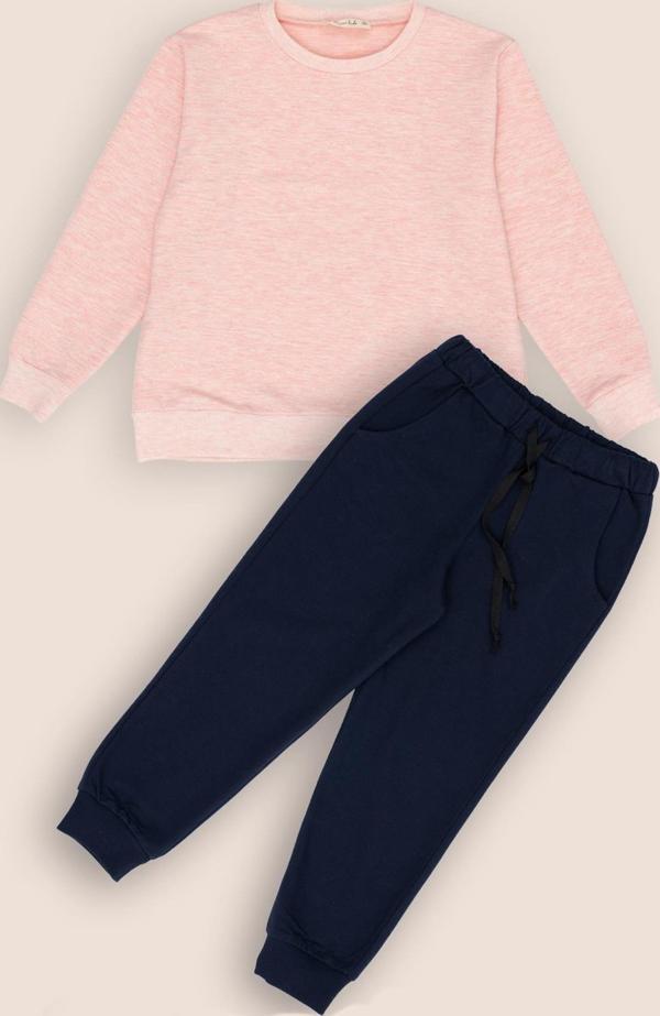 2'li Pembe Melanj Lacivert Sweat Jogger Alt Üst Takım - Image 1