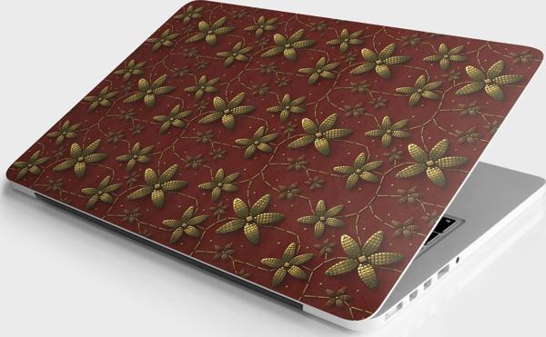 Laptop Sticker Notebook Pc Kaplama Etiketi Altın Çiçekler - Image 1