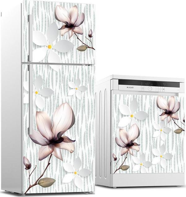 Buzdolabı ve Bulaşık Makinası Beyaz Eşya Sticker Kaplama Gölge Çiçekler - Image 1