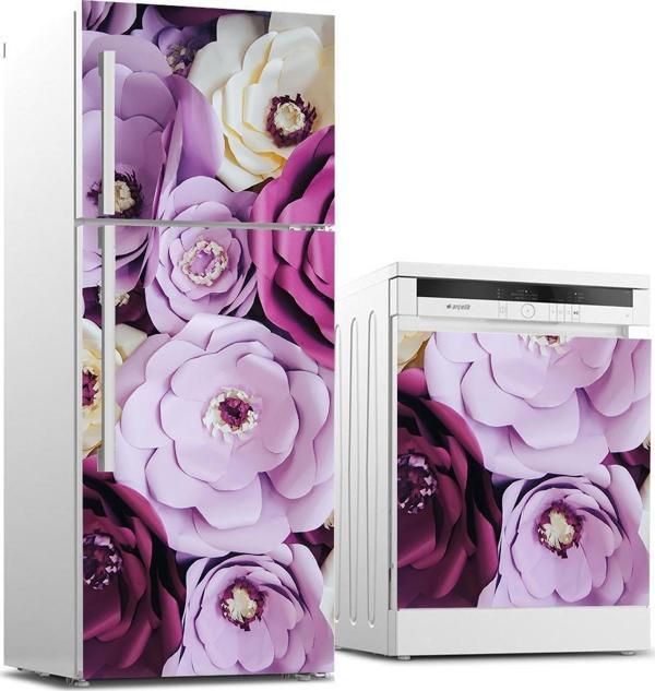 Buzdolabı ve Bulaşık Makinası Beyaz Eşya Sticker Kaplama Mor Güller - Image 1