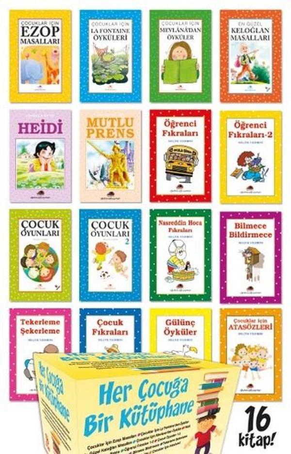 Her Çocuğa Bir Kütüphane Seti-16 Kitap Takım Kutulu - Uğurböceği - Image 1