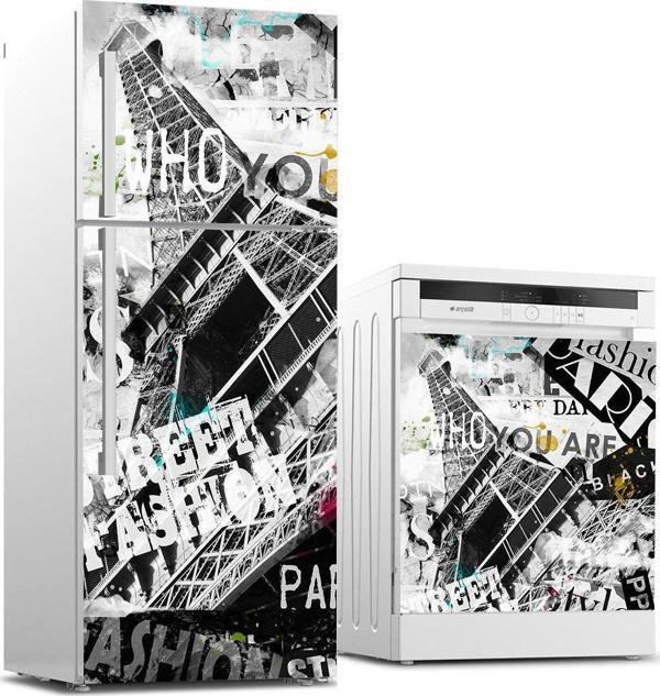 Buzdolabı ve Bulaşık Makinası Beyaz Eşya Sticker Kaplama Paris Popart - Image 1