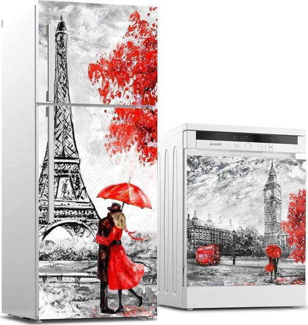 Buzdolabı ve Bulaşık Makinası Beyaz Eşya Sticker Kaplama Paris Yağlıboya - Image 1
