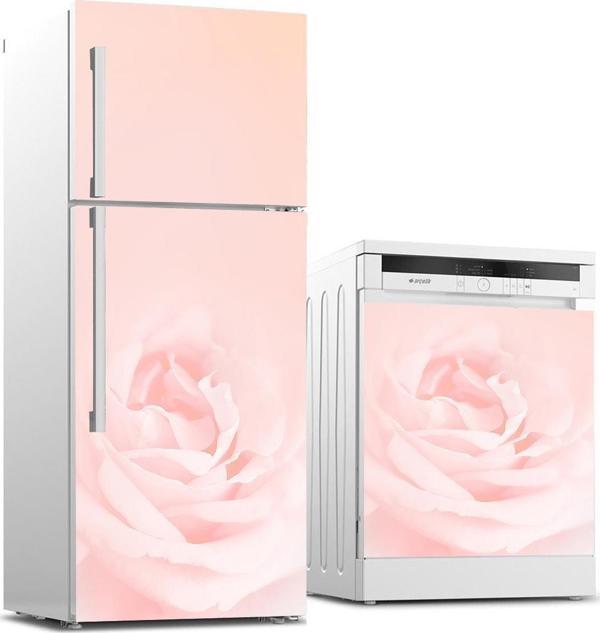 Buzdolabı ve Bulaşık Makinası Beyaz Eşya Sticker Kaplama Pembe Gül - Image 1