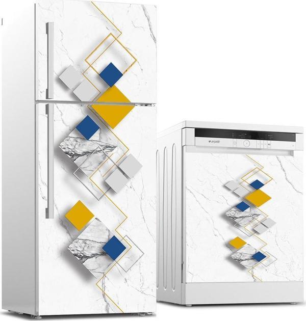 Buzdolabı ve Bulaşık Makinası Beyaz Eşya Sticker Kaplama Renkli Mermer Desen - Image 1