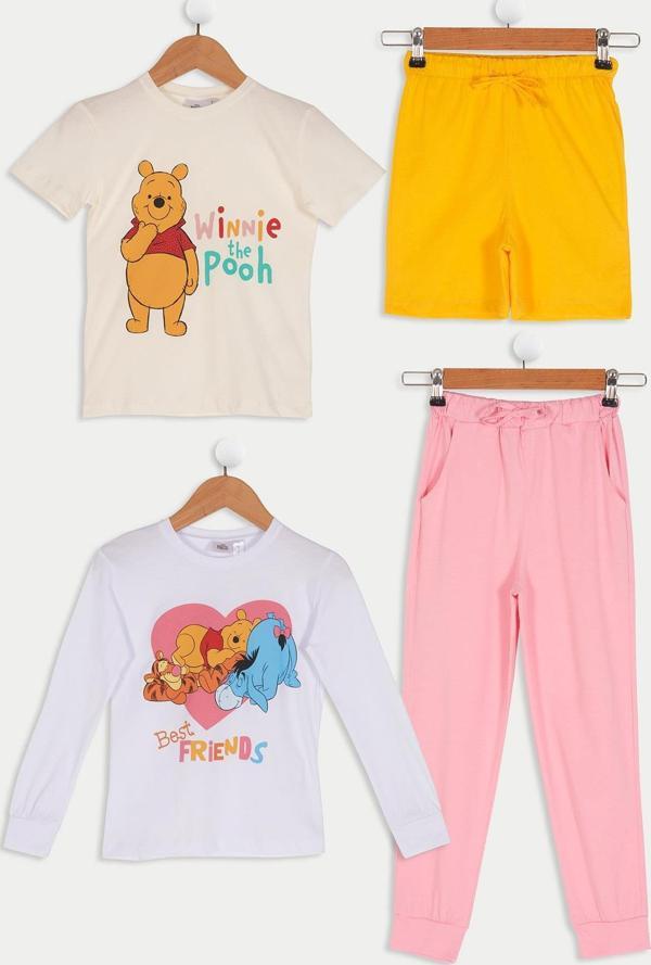 4'lü Winnie The Pooh Tshirt Şort Pantolon Takım  - Image 1