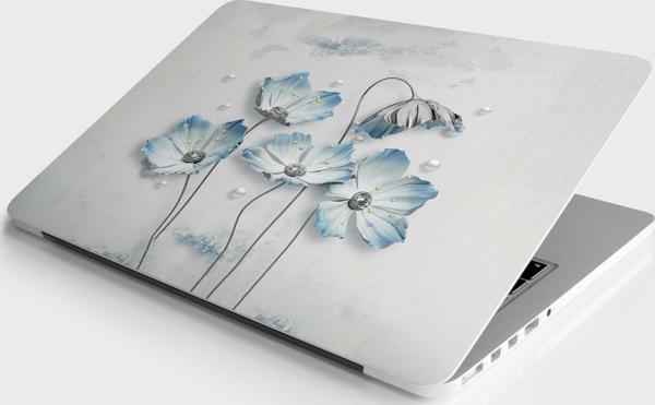 Laptop Sticker Notebook Pc Kaplama Etiketi Turkuaz Çiçekler - Image 1