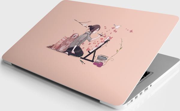 Laptop Sticker Notebook Pc Kaplama Etiketi Uçan Ressam Kız - Image 1