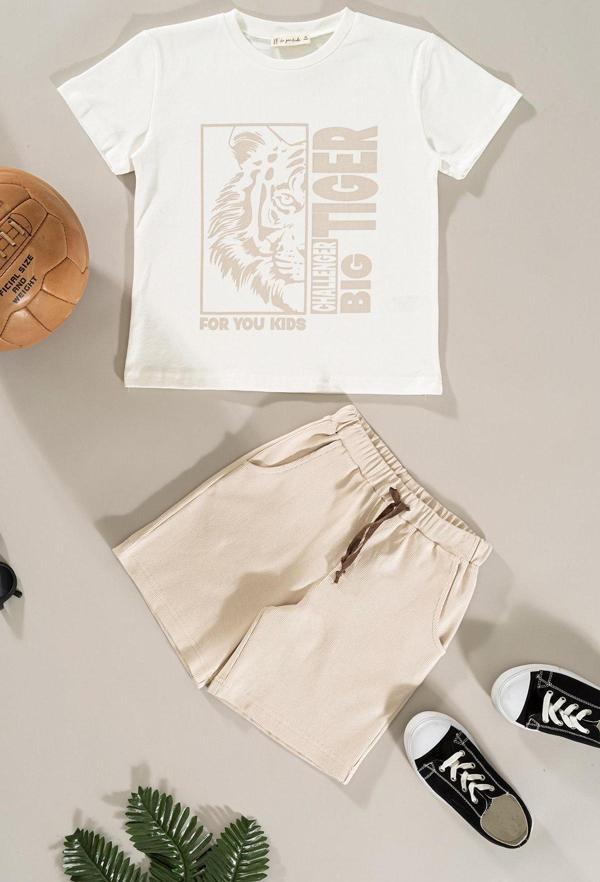 Kaplan Baskılı Taş Tshirt Şort Takım - Image 1