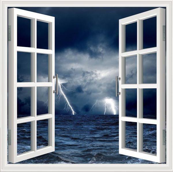 Pencere Poster Duvar Kağıdı Fırtına Yapışkanlı Sticker - Image 1