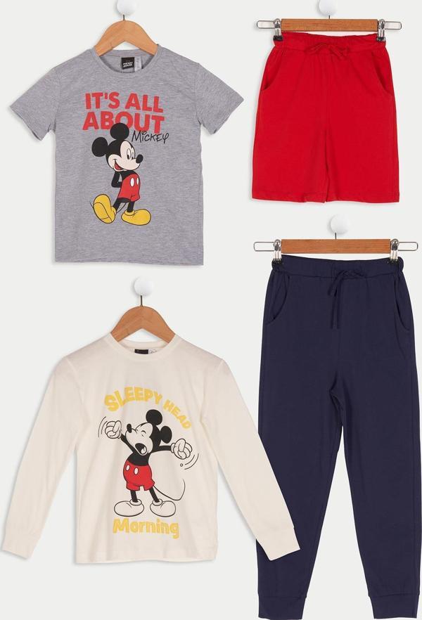 4'lü Mickey Mouse Baskılı Tshirt Şort Pantolon Takım - Image 1