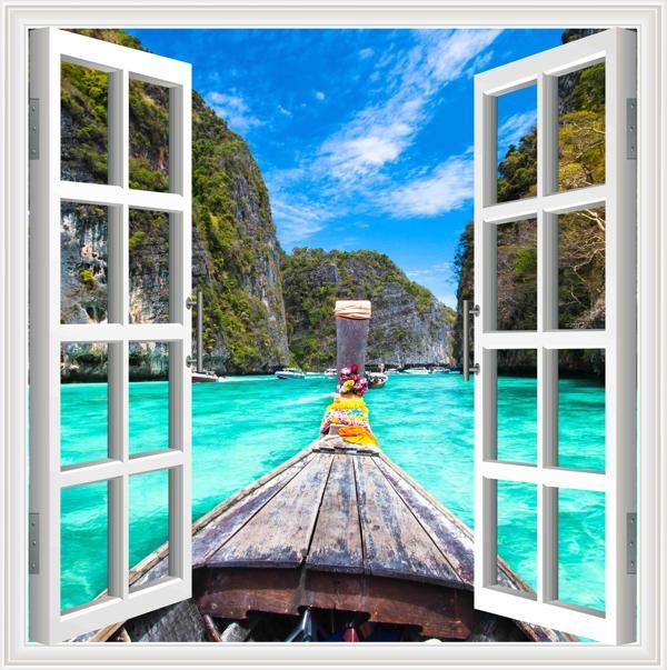 Pencere Poster Duvar Kağıdı Sandal Yapışkanlı Sticker - Image 1