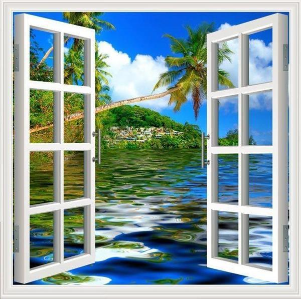 Pencere Poster Duvar Kağıdı Tatil Yapışkanlı Sticker - Image 1