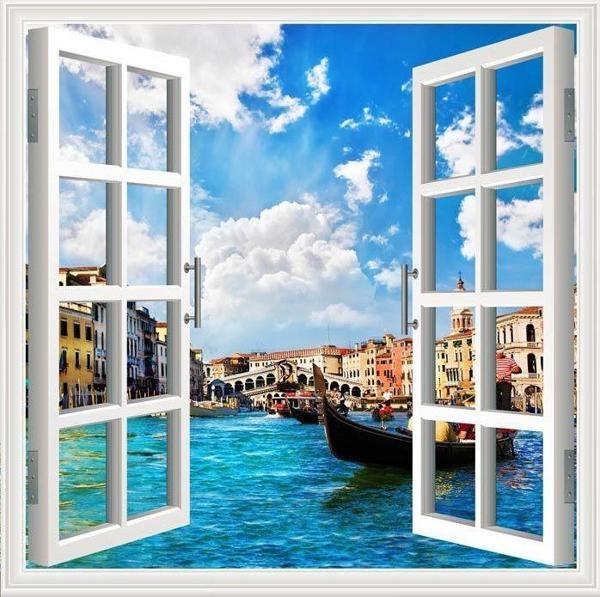 Pencere Poster Duvar Kağıdı Venedik Yapışkanlı Sticker - Image 1