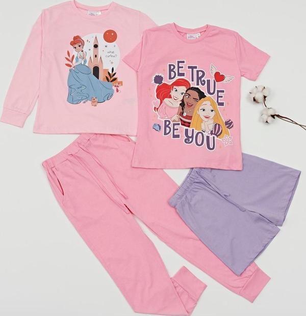 4'lü Disney Princess Aryel Baskılı Tshirt Şort Pantolon Takım - Image 1
