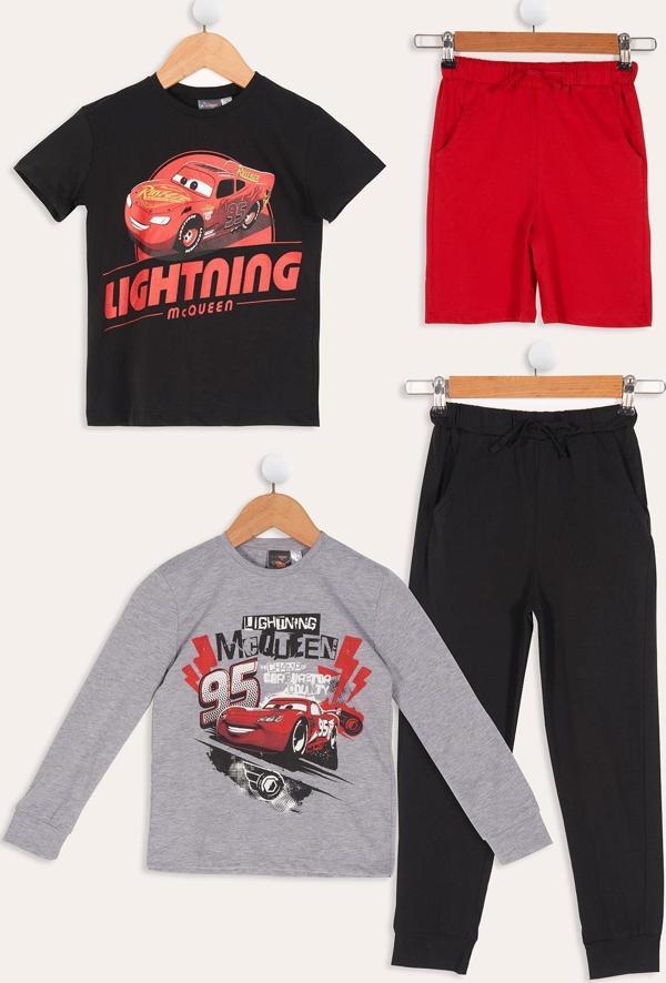 4'lü McQueen Baskılı Tshirt Şort Pantolon Siyah Takım - Image 1
