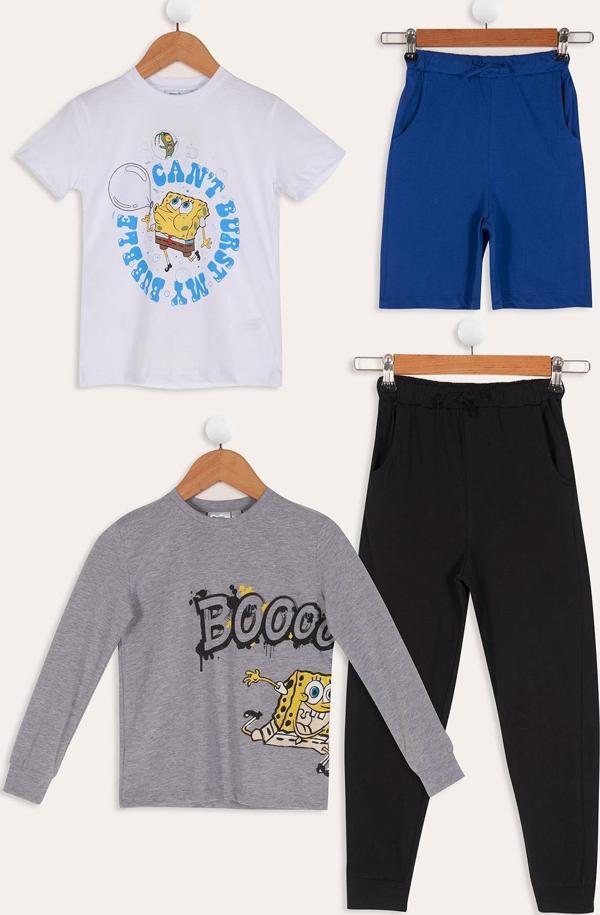 4'lü Sünger Bob Baskılı Tshirt Şort Pantolon Takım - Image 1