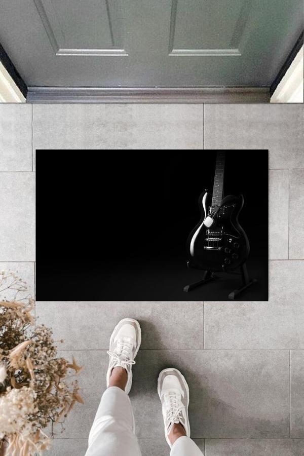 Büro Ev Ofis Dış Mekan Kapı Önü için Elektro Gitar Siyah Kapı Paspası - Image 1