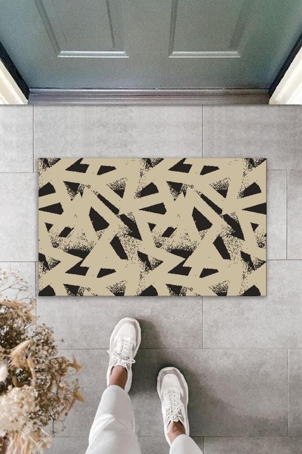 Büro Ev Ofis Dekoru için Dijital Dış Mekan Kapı Önü Paspası Kahverengi Geometrik Stil - Image 1