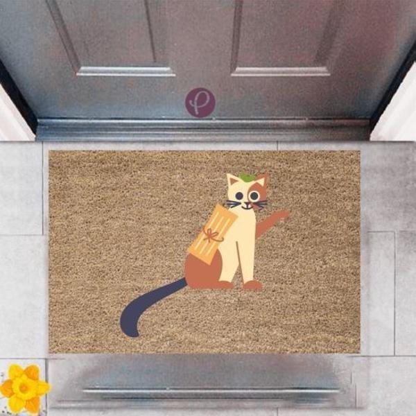 Büro Ev Ofis Dekoru için Dijital Baskı Kapı Önü Paspas Kedi Motif - Image 1