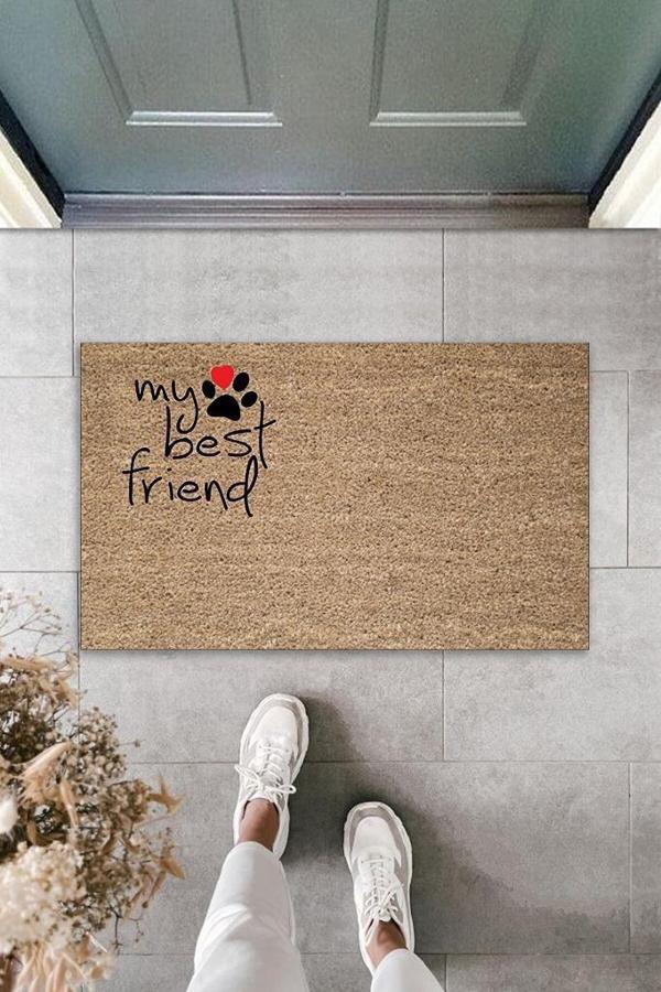 Büro Ev Ofis Kapı Önü için Baskı Kahve Patili My Best Friend Dekor Paspas - Image 1