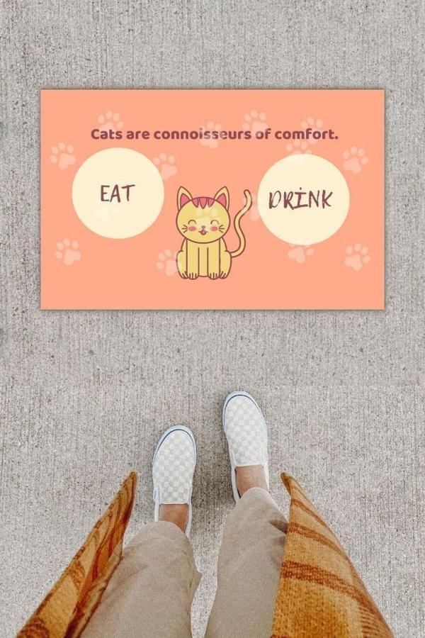 Büro Ev Ofis Dekoru için Dijital Baskı Kedi Yavruağzı Kapı Önü Paspası - Image 1