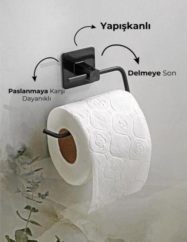 Büro Ev Ofis Banyo Düzeni için Siyah Metal Tuvalet Kağıt Tutucu Aparat - Image 1