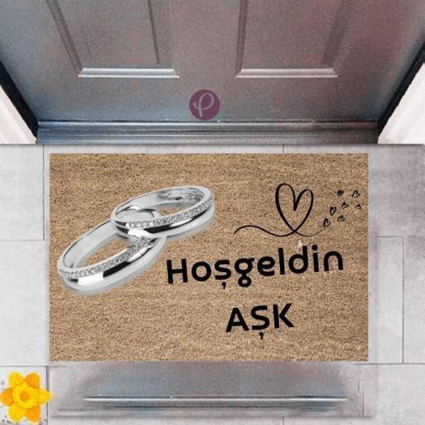 Büro Ev Ofis Dekoru için Dijital Baskı Kapı Önü Paspas Hoşgeldin Aşk Stil - Image 1