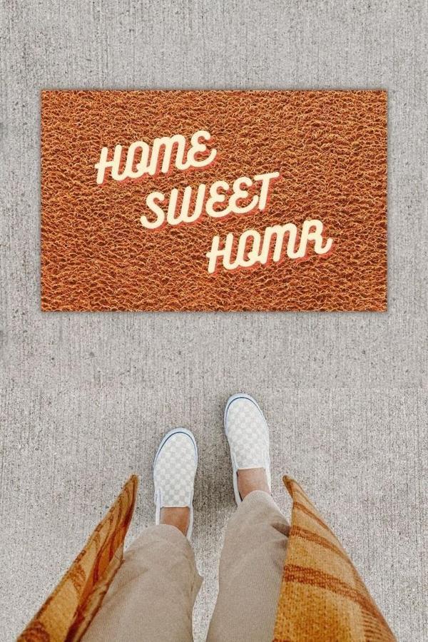 Büro Ev Ofis Dekoru için Dijital Baskı Home Sweet Home Kahverengi Kapı Önü Paspası - Image 1