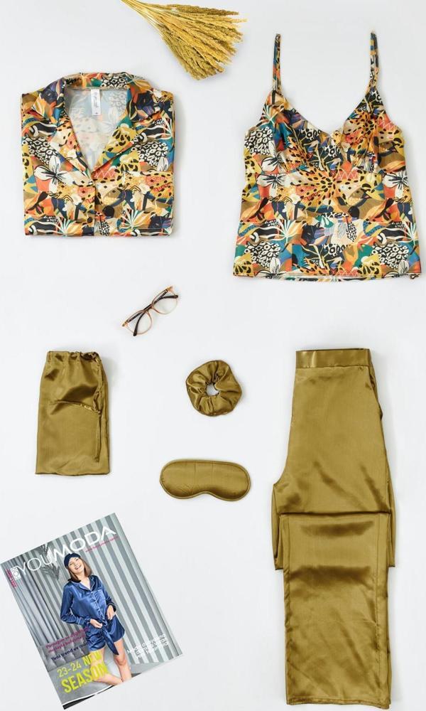 6'lı Desenli Yeşil Pijama Takımı - Image 1