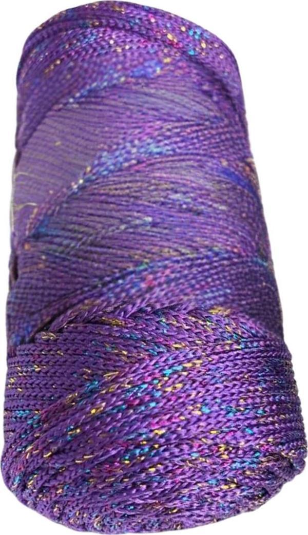 Büro Ev Ofis Hobi Dikiş Atölyesi için 3MM Polyester Simli Mor Makrome İpi - Image 1